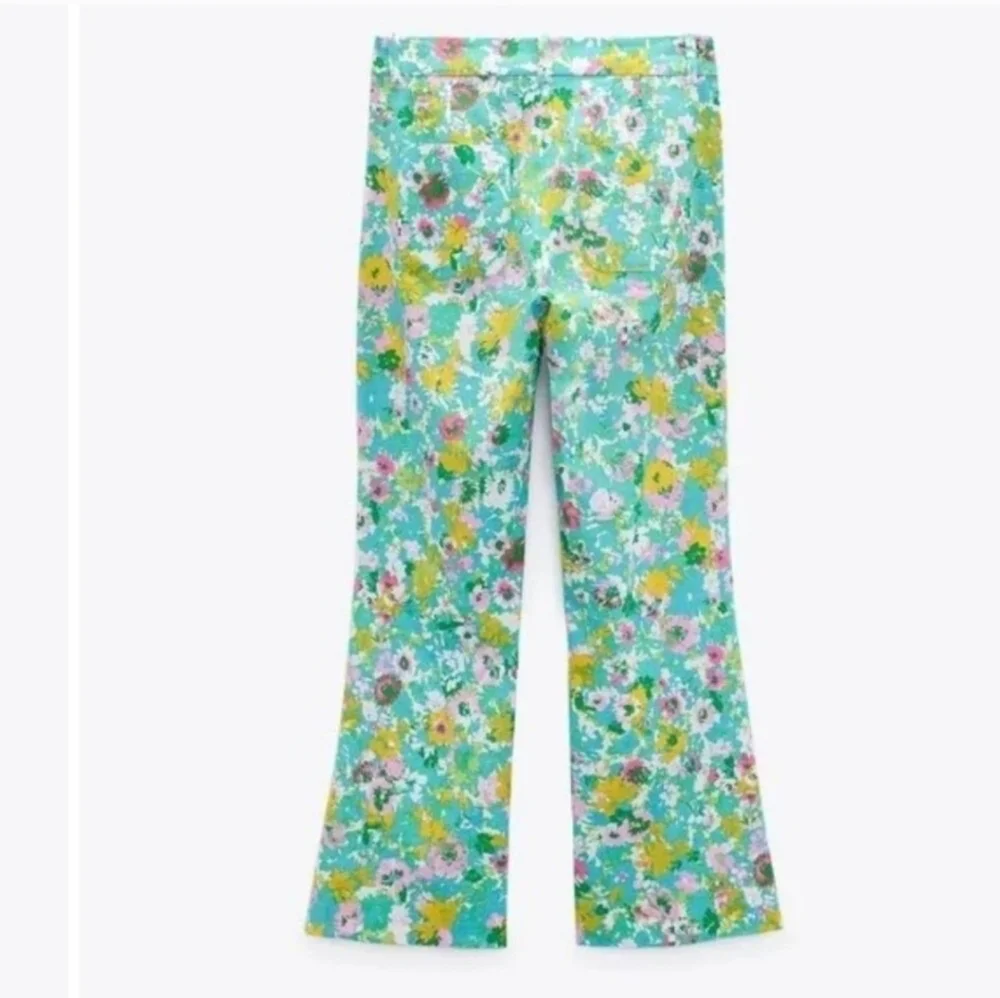 ZARA| Floral Printed Linen Blend| Flare Trousers| Size 4​